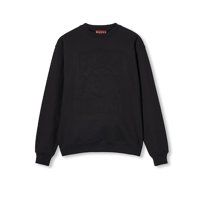 Cotton jersey sweatshirt with embroidery in black GUCCI PL