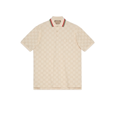 24-25 新作 グッチ GUCCI プリント コットン ポロシャツ 綿 白