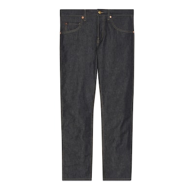 Tapered denim pant in dark blue | GUCCI® US Tapered denim pant in dark blue | GUCCI® US