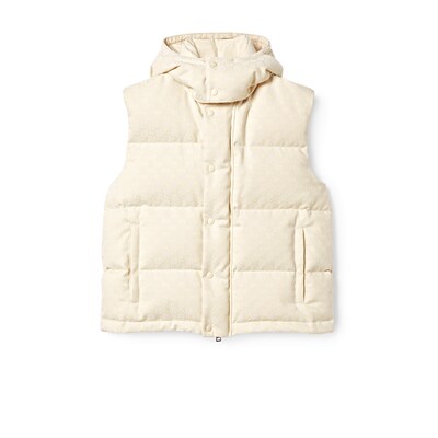 GGコットンブレンド キャンバス ダウンベストクリーム | GUCCI公式 GGコットンブレンド キャンバス ダウンベストクリーム | GUCCI公式
