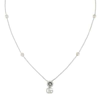 GG Marmont mother of pearl necklace in 925 sterling silver | GUCCI® US 