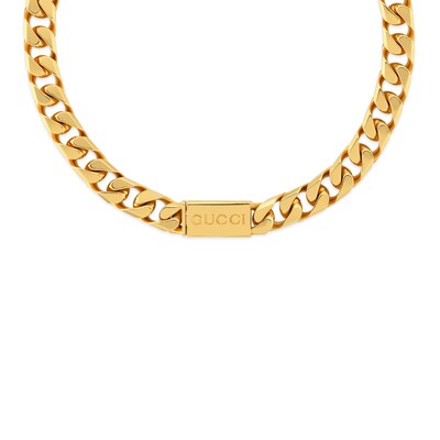 Chain necklace with Gucci script in yellow gold-toned metal | GUCCI® Canada