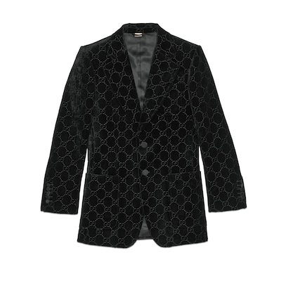 Gucci 男の子 黒 フォーマル スーツ コットンベルベット