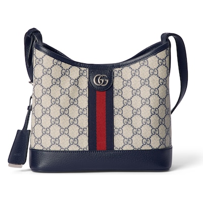 Ophidia small shoulder bag in beige and blue GG Supreme Ophidia small shoulder bag in beige and blue GG Supreme