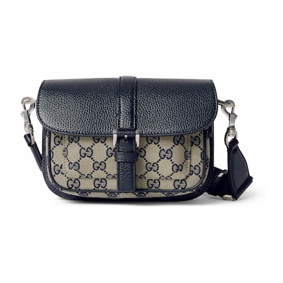 Mini borsa GG bicolore in tessuto Original GG beige e blu GUCCI Italia