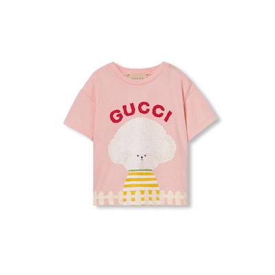 キム・スンヨン プリント コットン Tシャツピンク | GUCCI公式