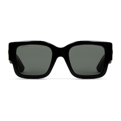 Gucci eckige Sonnenbrille schwarz Motivdruck online Casual-Look