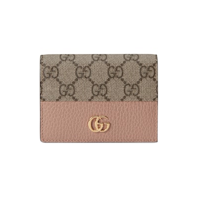Portacarte GG Marmont bicolore in pelle rosa cipria e GG Supreme GUCCI Italia