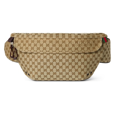 Large GG belt bag in beige and ebony GG canvas GUCCI US