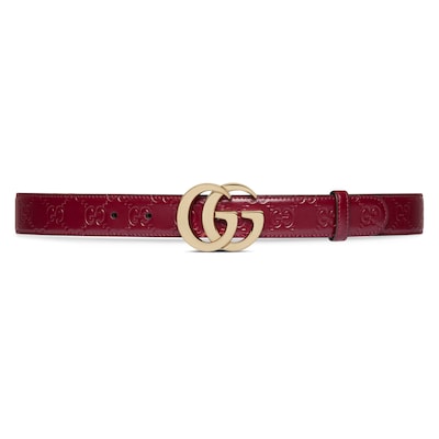 Ceinture Milano GG en cuir GG rouge Rosso Ancora GUCCI FR