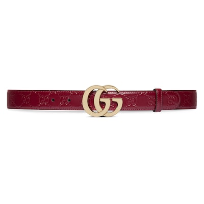 GG Milano belt in Rosso Ancora red GG leather GUCCI US