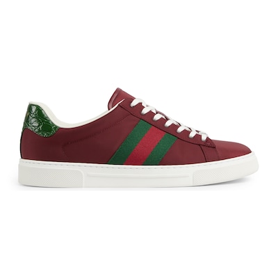 Men s Ace sneaker in Rosso Ancora red nylon GUCCI US