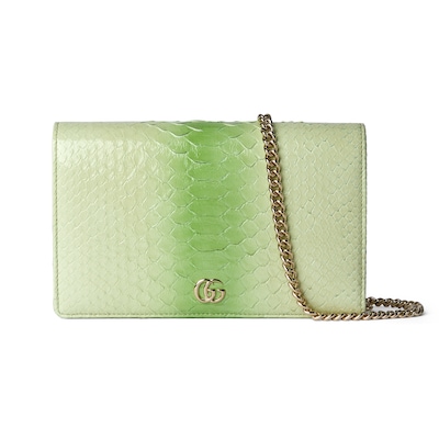 GG Marmont python wallet on chain in gradient green | GUCCI® US