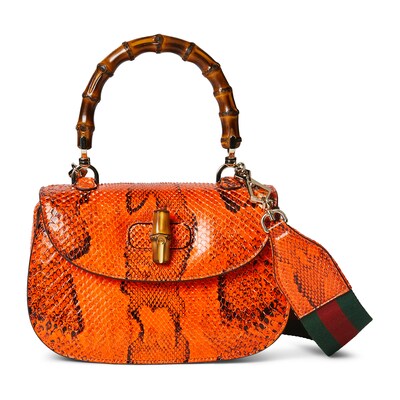 Borsa Gucci Bamboo 1947 in pitone misura piccola in pitone arancione GUCCI CH