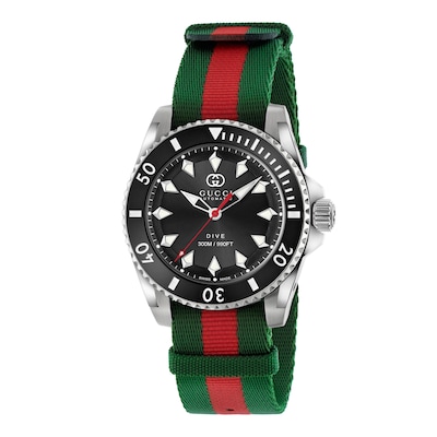 Gucci Dive watch, 40mm in green and red nylon | GUCCI® US Gucci Dive watch, 40mm in green and red nylon | GUCCI® US