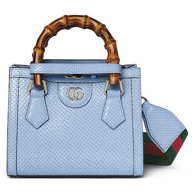Gucci Diana mini python tote bag in light blue | GUCCI® LU