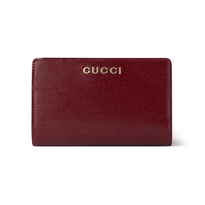 Card case wallet with Gucci script in Rosso Ancora red