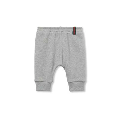 Baby cotton pants with Web in light grey GUCCI ZA