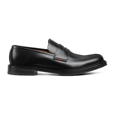 Leather loafer with double g and web sale