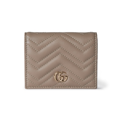 GG Marmont card case wallet in taupe leather | GUCCI® US