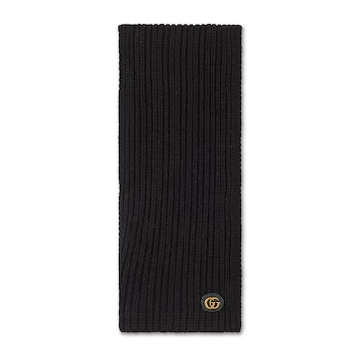 GUCCI Double G ウールカシミアスカーフ ダブルG付き ウールカシミア スカーフブラック | GUCCI公式