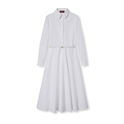 ワンピース GUCCI WHITE SHIRT DRESS IN COTTON Cotton poplin shirt dress with Horsebit in white | GUCCI® US