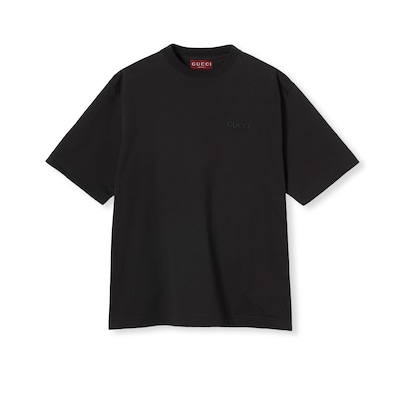 Camiseta de punto de algodon con bordado en negro GUCCI ES