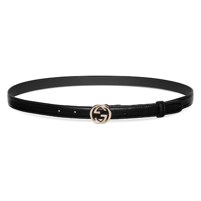 GUCCI Belt With Interlocking G Buckle Size Gucci 100 Black Leather