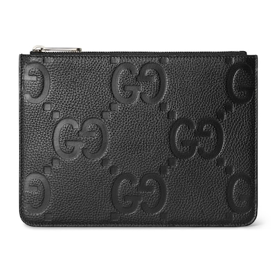 Pouch mit Jumbo GG in schwarzes Leder GUCCI BE