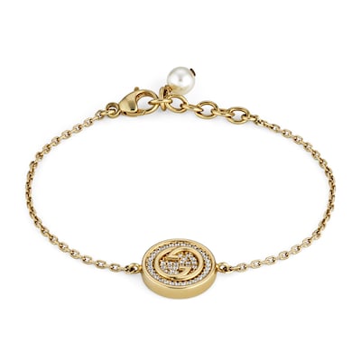 Gucci Blondie bracelet with crystals in light gold-toned