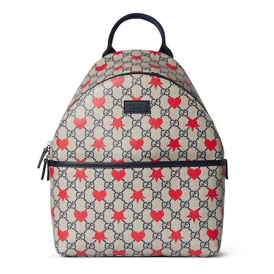 GUCCI グッチ リュック バックパック GG チルドレン チルドレンズ〕プリント GG バックパックベージュ＆ブルー