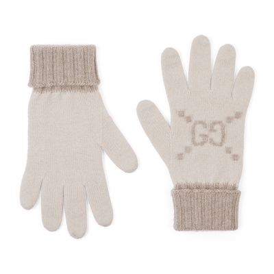 【GUCCI】 GG jacquard cashmere gloves 788503_3GB02_9200_001_100_0000