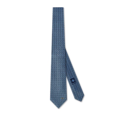 Horsebit silk jacquard tie in blue and light blue | GUCCI® US