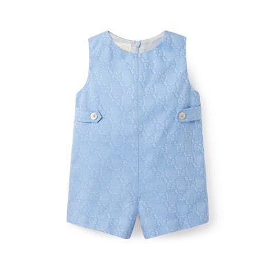 Baby cotton overall with GG Shadow in light blue | GUCCI® US