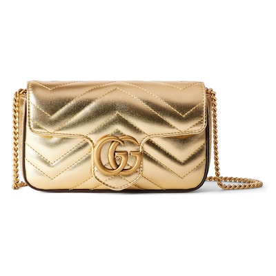 GG Marmont super mini bag in gold leather GUCCI IE