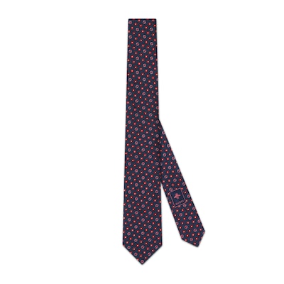 Silk jacquard tie in navy and pink | GUCCI® US Silk jacquard tie in navy and pink | GUCCI® US