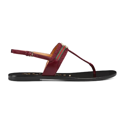 Women's Interlocking G Web sandal in Rosso Ancora GG canvas