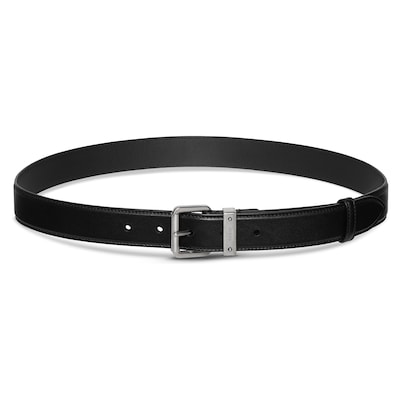 GG Emblem belt with square buckle in black leather | GUCCI® US