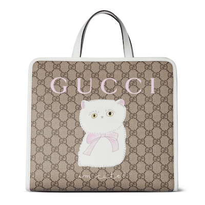 超人気 printed Children's GG brown dark and beige in bag tote ミュージシャン
