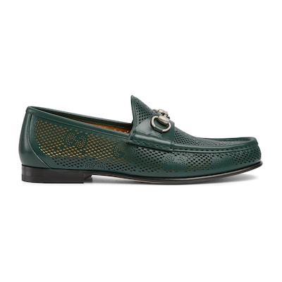 Men s Horsebit 1953 loafer in green GG perforated leather GUCCI ZA