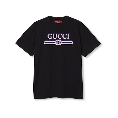 コットンジャージー プリント Tシャツブラック | GUCCI公式