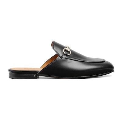 送料無料 店舗 in slipper Princetown Women's black US GUCCI® | leather 靴