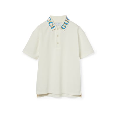 チルドレンズ〕プリント コットン ポロシャツアイボリー | GUCCI公式