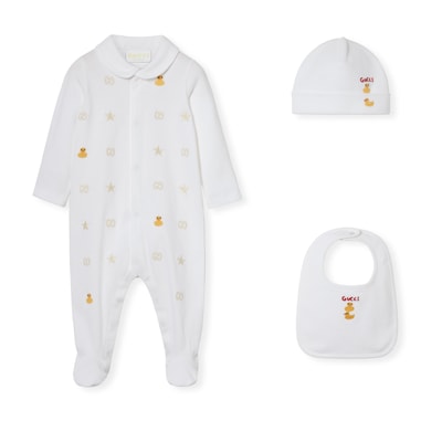 ベビー〕プリント コットン 3ピースギフトセットホワイト | GUCCI公式