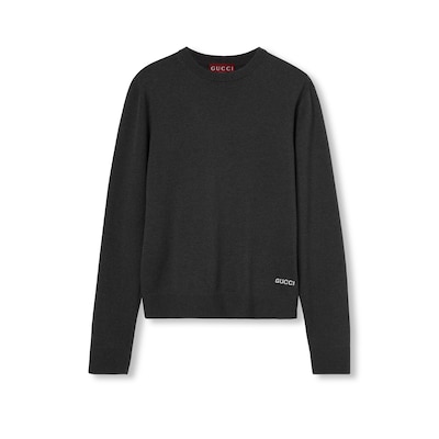 インターシャ シルクコットン セーターグレー | GUCCI公式