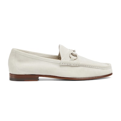 Men's Horsebit 1953 loafer in light grey suede | GUCCI® US
