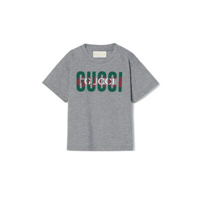 ベビー〕プリント コットン Tシャツライトグレー | GUCCI公式