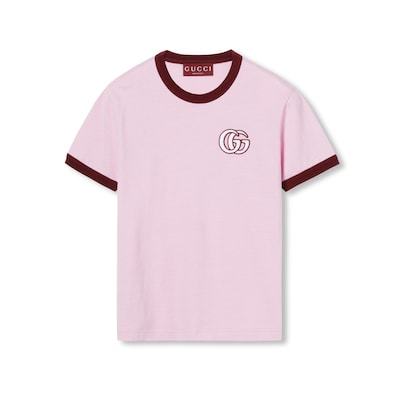 【GUCCI】Logo-Embroidered Striped Cotton-Jersey Shirt シャツ Embroidered striped cotton shirt in white and light blue