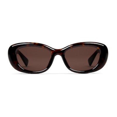 Low nose bridge fit oval sunglasses in dark brown | GUCCI® SG
