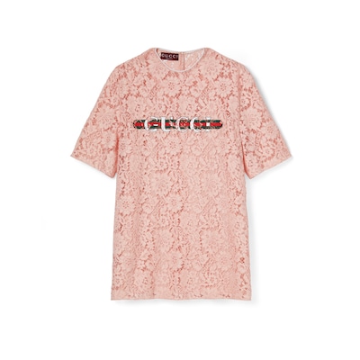 GUCCI プリント フローラル レース トップ プリント フローラル レース トップライトピンク | GUCCI公式